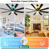 imageYITAHOME 60 Inch Large Ceiling Fan with Light and Remote App Control Dimmable Modern Ceiling Fans for Indoor Black Gold ceiling fan with Reversible Quiet DC Motor 8 Blades with 6 Speed60 inch
