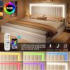 imageYITAHOME Bed with Trundle Twin Size Bed Frame with Bookcase Daybed Storage Headboard and Charging Station RGB LED Lights Bed with Wooden Support for Bedroom No Box Spring Needed Noise Free WhiteWhite