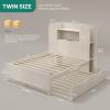 imageYITAHOME Bed with Trundle Twin Size Bed Frame with Bookcase Daybed Storage Headboard and Charging Station RGB LED Lights Bed with Wooden Support for Bedroom No Box Spring Needed Noise Free WhiteWhite