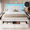 imageYITAHOME Bed with Trundle Twin Size Bed Frame with Bookcase Daybed Storage Headboard and Charging Station RGB LED Lights Bed with Wooden Support for Bedroom No Box Spring Needed Noise Free WhiteWhite