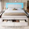 imageYITAHOME Bed with Trundle Twin Size Bed Frame with Bookcase Daybed Storage Headboard and Charging Station RGB LED Lights Bed with Wooden Support for Bedroom No Box Spring Needed Noise Free WhiteWhite