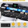 imageYITAHOME Full Size Bed Frame with 2 Storage Drawers and Storage Headboard Upholstered Platform with Charging Station and LED Light No Box Spring Needed Noise Free Easy Assembly PU Leather BlackPu Leather Black