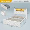 imageYITAHOME Full Size Bed Frame with 2 Storage Drawers and Storage Headboard Upholstered Platform with Charging Station and LED Light No Box Spring Needed Noise Free Easy Assembly PU Leather BlackVelvet White