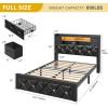imageYITAHOME Full Size Bed Frame with 2 Storage Drawers and Storage Headboard Upholstered Platform with Charging Station and LED Light No Box Spring Needed Noise Free Easy Assembly PU Leather BlackPu Leather Black