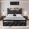 imageYITAHOME Full Size Bed Frame with 2 Storage Drawers and Storage Headboard Upholstered Platform with Charging Station and LED Light No Box Spring Needed Noise Free Easy Assembly PU Leather BlackPu Leather Black