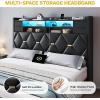 imageYITAHOME Full Size Bed Frame with 2 Storage Drawers and Storage Headboard Upholstered Platform with Charging Station and LED Light No Box Spring Needed Noise Free Easy Assembly PU Leather BlackPu Leather Black