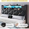 imageYITAHOME Full Size Bed Frame with 2 Storage Drawers and Storage Headboard Upholstered Platform with Charging Station and LED Light No Box Spring Needed Noise Free Easy Assembly PU Leather BlackPu Leather Black