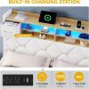 imageYITAHOME Full Size Bed Frame with 2 Storage Drawers and Storage Headboard Upholstered Platform with Charging Station and LED Light No Box Spring Needed Noise Free Easy Assembly PU Leather BlackVelvet White