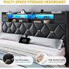 imageYITAHOME Full Size Bed Frame with 2 Storage Drawers and Storage Headboard Upholstered Platform with Charging Station and LED Light No Box Spring Needed Noise Free Easy Assembly PU Leather BlackPu Leather Black
