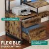 imageYITAHOME L Shaped Desk with Power Outlets ampamp LED Lights Reversible Computer Desk with Drawers ampamp Hutch Corner Office Desks with Monitor Stand Printer Stand Rustic BrownRustic Brown