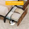 imageYITAHOME Queen Size Bed Frame with 4 Storage Drawers and RGB LED Lights 57 Tall Headboard Velvet Upholstered Bed with Charging Station No Box Spring Needed Easy Assembly NoiseFree WhiteRustic Brown