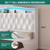 imageYITAHOME Queen Size Bed Frame with 4 Storage Drawers and RGB LED Lights 57 Tall Headboard Velvet Upholstered Bed with Charging Station No Box Spring Needed Easy Assembly NoiseFree WhiteWhite