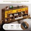 imageYITAHOME Queen Size Bed Frame with Storage Bookcase Headboard ampamp RGB LED Lights Slide Out Bedside Storage Charging Station Heavy Duty Metal Slats No Box Spring Needed NoiseFree Rustic BrownRustic Brown