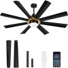 imageYITAHOME 60 Inch Large Ceiling Fan with Light and Remote App Control Dimmable Modern Ceiling Fans for Indoor Black Gold ceiling fan with Reversible Quiet DC Motor 8 Blades with 6 Speed60 inch
