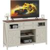 imageYITAHOME Farmhouse TV Stand for TVs up to 65quot 59quot Entertainment Center with 2 Large Drawers ampamp Doors Rustic TV Media Console for Living Room Dark GreyAntique White