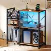 imageYITAHOME Record Player Stand with Storage MultiStorage Shelving Integrated Power Strip ampamp RGB Light Strip  Organizer for Vinyl Records CDs and Audio Equipment