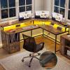 imageYITAHOME L Shaped Desk with Power Outlets ampamp LED Lights 67quot Computer Desk with File Drawer Corner Desk Home Office Desk with Monitor Stand ampamp 3 Cubbies Storage Shelves Rustic Brown