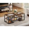 imageDWVO Rustic Coffee Table with Storage Shelf 47quot Wood Rectangle Center Table 5 Tier Cocktail Tea Table Modern Industrial Accent Table wArched Metal Frame for Living Room Reception Room Brown