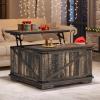 imageYITAHOE Lift Top Coffee Table with Storage 2 Drawers Square Coffee Tables for Living Room Farmhouse Coffee Table with Large Hidden Storage Compartment Rustic BrownDark Rustic Oak