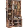 imageYITAHOME 39quot Farmhouse Hall Tree with Entryway Bench Wood Coat Rack with Storage Shelves 5 Coat Hooks 6 Shoe Cubbies wAdjustable Shelves Rustic Hall Tree for Entryway Hallway Foyer Narrow BrownBrown