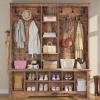imageYITAHOME 39quot Farmhouse Hall Tree with Entryway Bench Wood Coat Rack with Storage Shelves 5 Coat Hooks 6 Shoe Cubbies wAdjustable Shelves Rustic Hall Tree for Entryway Hallway Foyer Narrow BrownBrown