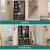 imageYITAHOME 39quot Farmhouse Hall Tree with Entryway Bench Wood Coat Rack with Storage Shelves 5 Coat Hooks 6 Shoe Cubbies wAdjustable Shelves Rustic Hall Tree for Entryway Hallway Foyer Narrow BrownBlack