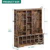 imageYITAHOME 39quot Farmhouse Hall Tree with Entryway Bench Wood Coat Rack with Storage Shelves 5 Coat Hooks 6 Shoe Cubbies wAdjustable Shelves Rustic Hall Tree for Entryway Hallway Foyer Narrow BrownBrown