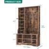 imageYITAHOME 39quot Farmhouse Hall Tree with Entryway Bench Wood Coat Rack with Storage Shelves 5 Coat Hooks 6 Shoe Cubbies wAdjustable Shelves Rustic Hall Tree for Entryway Hallway Foyer Narrow BrownBrown