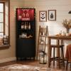 imageYITAHOME Corner Bar Cabinet with LED Lights ampamp Glass Holder 5 Tier Corner Shelf with Storage Wine Rack Cabinet Display Shelves for Living Room Dining Room Kitchen BlackBlack
