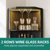 imageYITAHOME Corner Bar Cabinet with LED Lights ampamp Glass Holder 5 Tier Corner Shelf with Storage Wine Rack Cabinet Display Shelves for Living Room Dining Room Kitchen BlackBlack