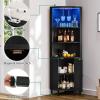 imageYITAHOME Corner Bar Cabinet with LED Lights ampamp Glass Holder 5 Tier Corner Shelf with Storage Wine Rack Cabinet Display Shelves for Living Room Dining Room Kitchen BlackBlack