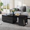 imageYITAHOME LED Coffee Table with Storage 4 Drawers Modern Coffee Tables for Living Room Wooden Rectangle Extendable Center Table with Open Shelves ampamp Sliding Tabletop 35quot 61quot for Home Office BlackBlack