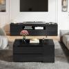 imageYITAHOME LED Coffee Table with Storage 4 Drawers Modern Coffee Tables for Living Room Wooden Rectangle Extendable Center Table with Open Shelves ampamp Sliding Tabletop 35quot 61quot for Home Office BlackBlack