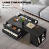 imageYITAHOME LED Coffee Table with Storage 4 Drawers Modern Coffee Tables for Living Room Wooden Rectangle Extendable Center Table with Open Shelves ampamp Sliding Tabletop 35quot 61quot for Home Office BlackBlack