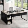 imageYITAHOME Executive Desk with Power Outlets 71quot L Shaped Desk with File Cabinet Executive Desk with Drawers ampamp Storage Shelves Corner Office Desk with Bookshelf for Home Office Grey ampamp Black
