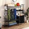 imageYITAHOME MultiFunctional Sports Organizer for Garage Golf Gear Storage Rack for 3 Bags and Clubs Ball Storage Bins with Wheels MultiLayer Sports Equipment Rack with Hooks3in1