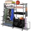 imageYITAHOME MultiFunctional Sports Organizer for Garage Golf Gear Storage Rack for 3 Bags and Clubs Ball Storage Bins with Wheels MultiLayer Sports Equipment Rack with Hooks5in1