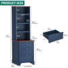imageYITAHOME Bookcase with Drawers 71quot Tall Bookshelf with Storage ampamp Adjustable Shelves Wood Display Book Shelf Organizer with 3 File Drawers for Living Room Bedroom Home Office WhiteNavy Blue