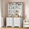 imageYITAHOME Bookcase with Drawers 71quot Tall Bookshelf with Storage ampamp Adjustable Shelves Wood Display Book Shelf Organizer with 3 File Drawers for Living Room Bedroom Home Office WhiteWhite