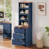 imageYITAHOME Bookcase with Drawers 71quot Tall Bookshelf with Storage ampamp Adjustable Shelves Wood Display Book Shelf Organizer with 3 File Drawers for Living Room Bedroom Home Office WhiteNavy Blue