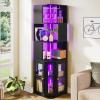 imageYITAHOME Corner Wine Cabinet with LED Lights ampamp Glass Holder Corner Bar Cabinet with Tempered Glass Door ampamp Adjustable Shelves Liquor Bar Rack Cabinet for Living Room Dining Room Kitchen BlackBlack