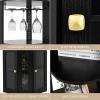 imageYITAHOME Corner Wine Cabinet with LED Lights ampamp Glass Holder Corner Bar Cabinet with Tempered Glass Door ampamp Adjustable Shelves Liquor Bar Rack Cabinet for Living Room Dining Room Kitchen BlackBlack
