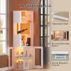 imageYITAHOME Corner Wine Cabinet with LED Lights ampamp Glass Holder Corner Bar Cabinet with Tempered Glass Door ampamp Adjustable Shelves Liquor Bar Rack Cabinet for Living Room Dining Room Kitchen BlackWhite