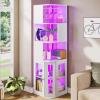 imageYITAHOME Corner Wine Cabinet with LED Lights ampamp Glass Holder Corner Bar Cabinet with Tempered Glass Door ampamp Adjustable Shelves Liquor Bar Rack Cabinet for Living Room Dining Room Kitchen BlackWhite