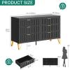 imageYITAHOME Rattan Dressers ampamp Chests of Drawers 6 Drawer Modern Closet Dresser Wood ColorBlack