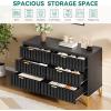 imageYITAHOME Rattan Dressers ampamp Chests of Drawers 6 Drawer Modern Closet Dresser Wood ColorBlack