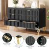 imageYITAHOME Rattan Dressers ampamp Chests of Drawers 6 Drawer Modern Closet Dresser Wood ColorBlack