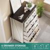 imageYITAHOME Rattan Dressers ampamp Chests of Drawers 6 Drawer Modern Closet Dresser Wood ColorWarm White