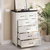 imageYITAHOME Rattan Dressers ampamp Chests of Drawers 6 Drawer Modern Closet Dresser Wood ColorWarm White