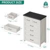 imageYITAHOME Rattan Dressers ampamp Chests of Drawers 6 Drawer Modern Closet Dresser Wood ColorWarm White